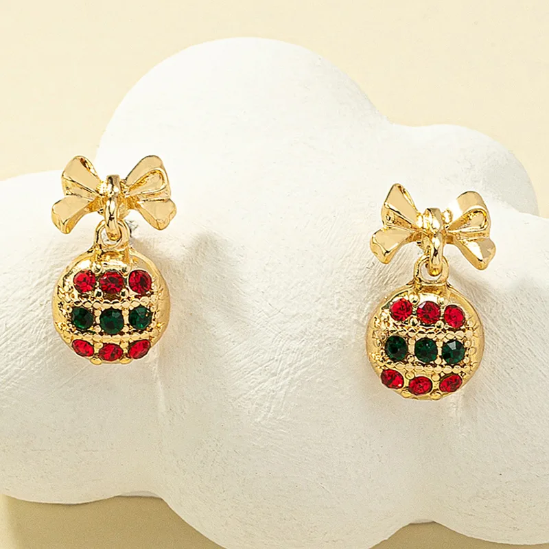 

Fashion Bow Earrings Cute Women Lucky Bag Earrings Inlaid Colorful Diamond Drop Earrings Jewelry