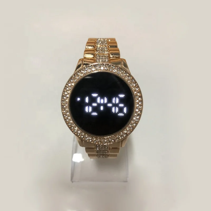 

Hot Sale Japan Battery White Digit Display Crystal Digital Watch TOUCH Screen Led Watch 2021, Rose gold/black/silver/gold
