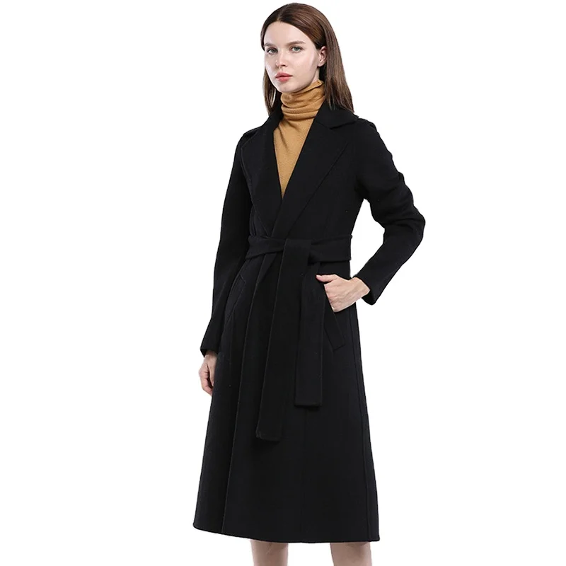 

2021 High quality Double Faced Long Trench Wool Jacket Wholesale Cashmere Coats Women Fashion Wool Coats, Customized color