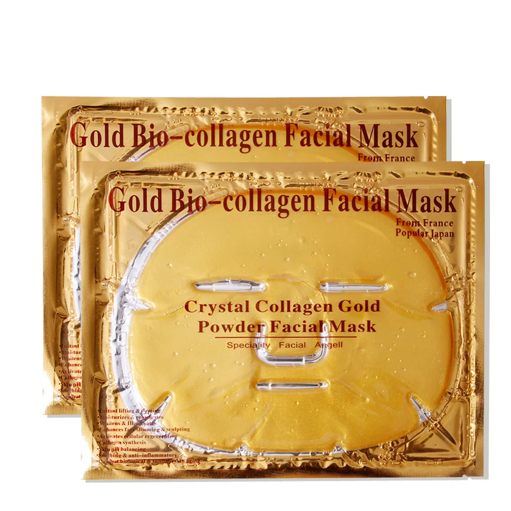 

private label custom organic moisturizing anti aging soothing skin 24k gold collagen crystal facial mask sheet, Accept customization