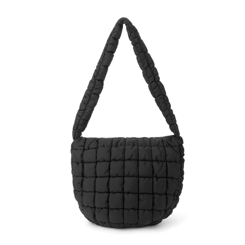 

New Trend Women Custom Puffy Padded Crossbody Handbag shoulder Quilted Nylon Soft Puffer Shopper Tote Bag
