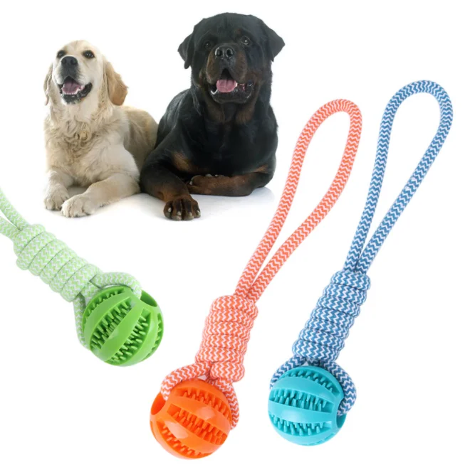 

2023 New Cotton Rope Dog Interactive Toy Hand Pull Leaky Ball Dog Chew Toy