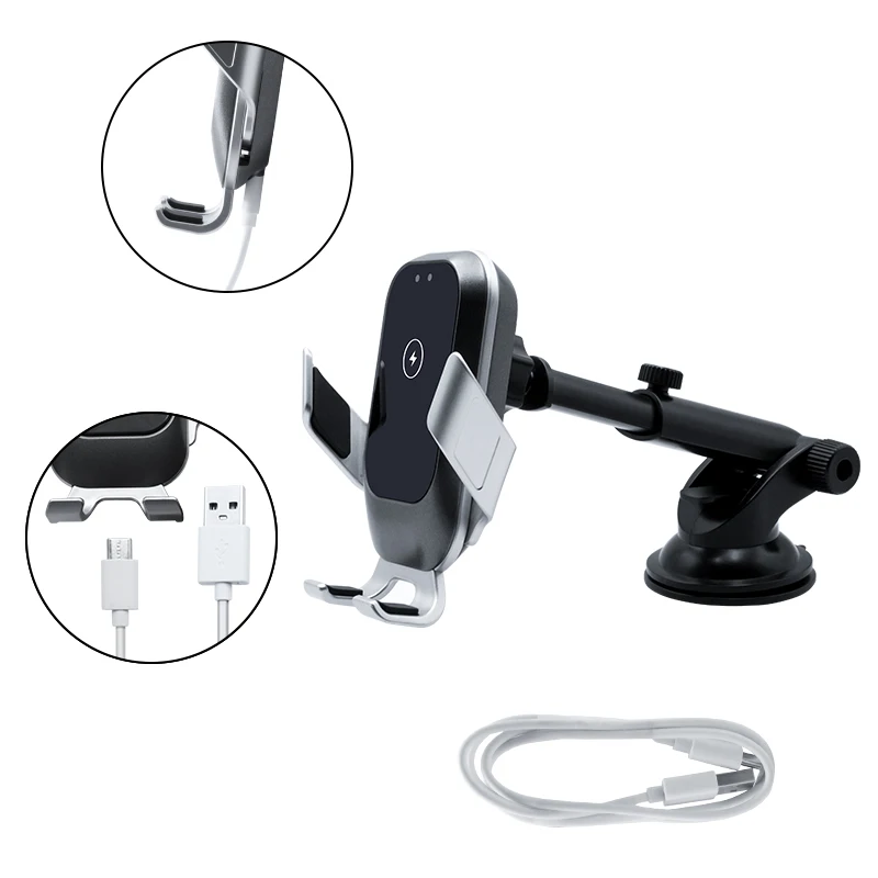 
10W car mount Qi fast charging smart sensor car phone holder with wireless charger 