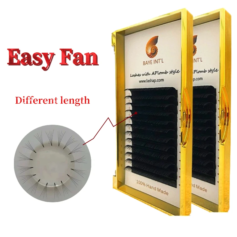 

Private Label Trays Blooming Easy Fanning Eyelash Auto Fan Blacker Pre Made Volume Korean Synthetic False Lashes Lash Extensions