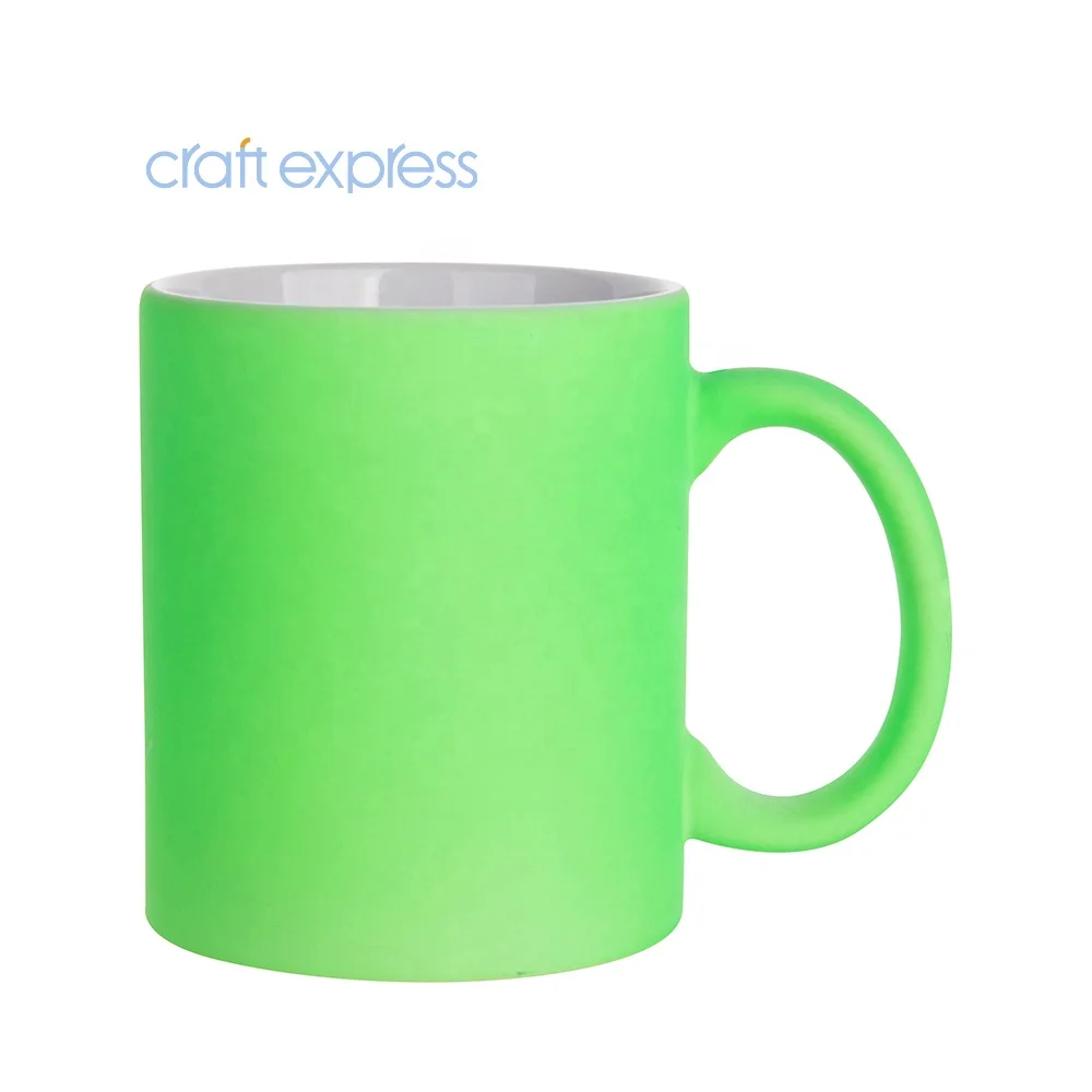 

Craft Express Wholesale Sublimation Fluorescent Mug Frosted Bright Green Laser Engrave Ceramic Frosted Engraving Mug