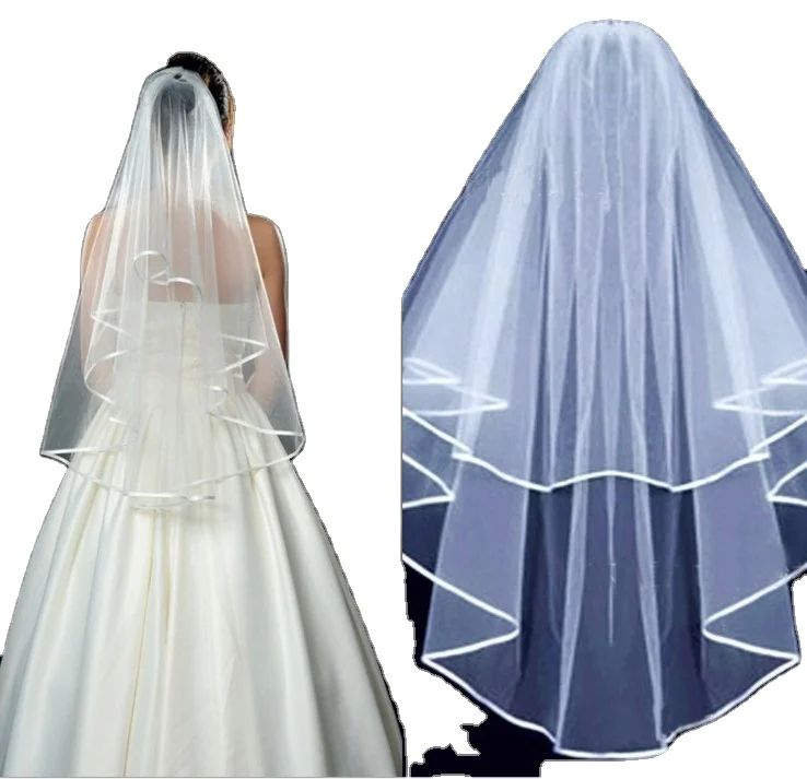 

Two Layer Veil Comb Wedding Vail Solid Color Soft Tulle Veil Short White Ivory Woman Bridal Veils veu de noiva curto