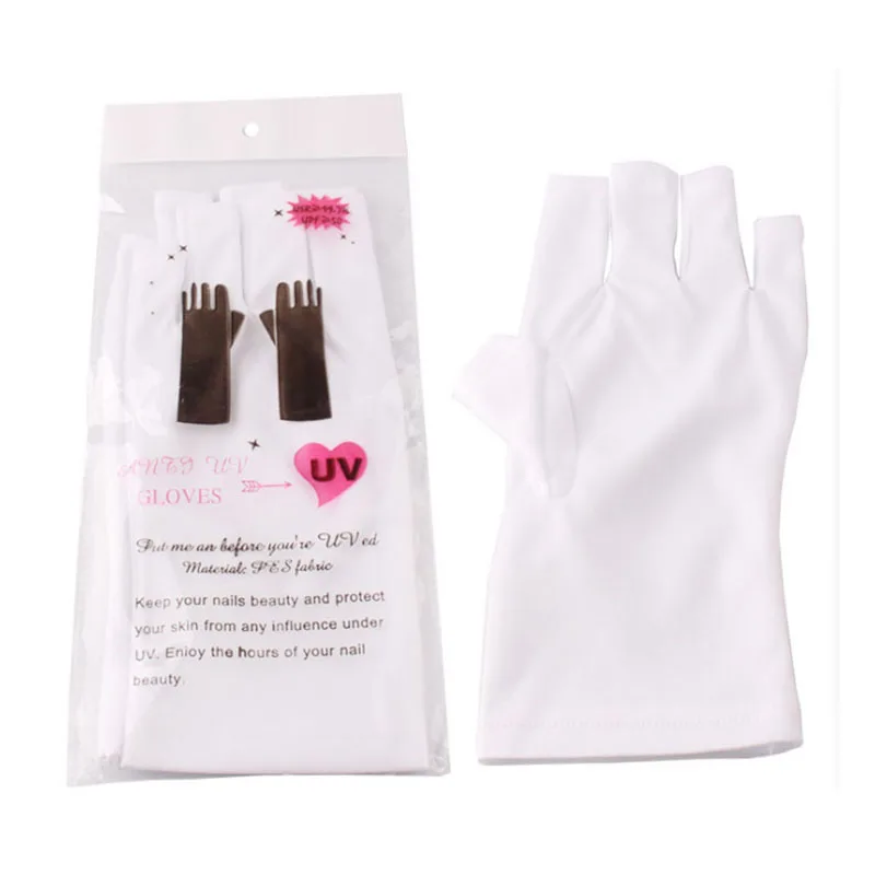 

White Anti-Ultraviolet Open-Toed Soft Gloves Nail Art UV Gel Protect Gloves Anti UV Glove for Protection Nail