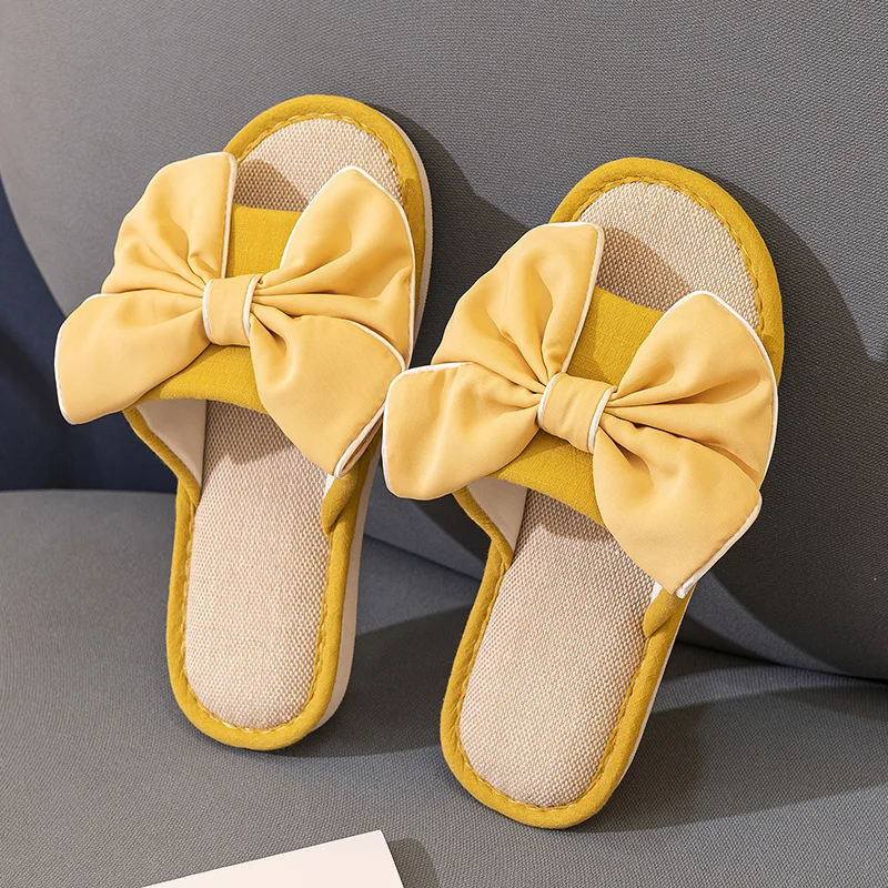 

Custom fashion women warm quality bowknot home non-slip indoor slippers