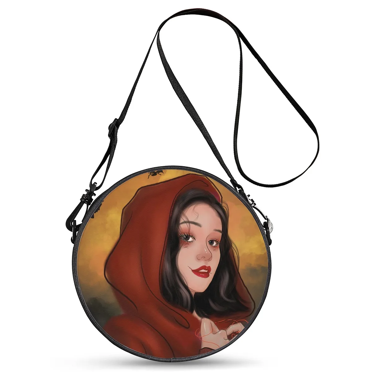 

Design round little red riding hood logo printing briefcase messenger bag storage candy pumpkin lady transparent messenger bag, Customize your design