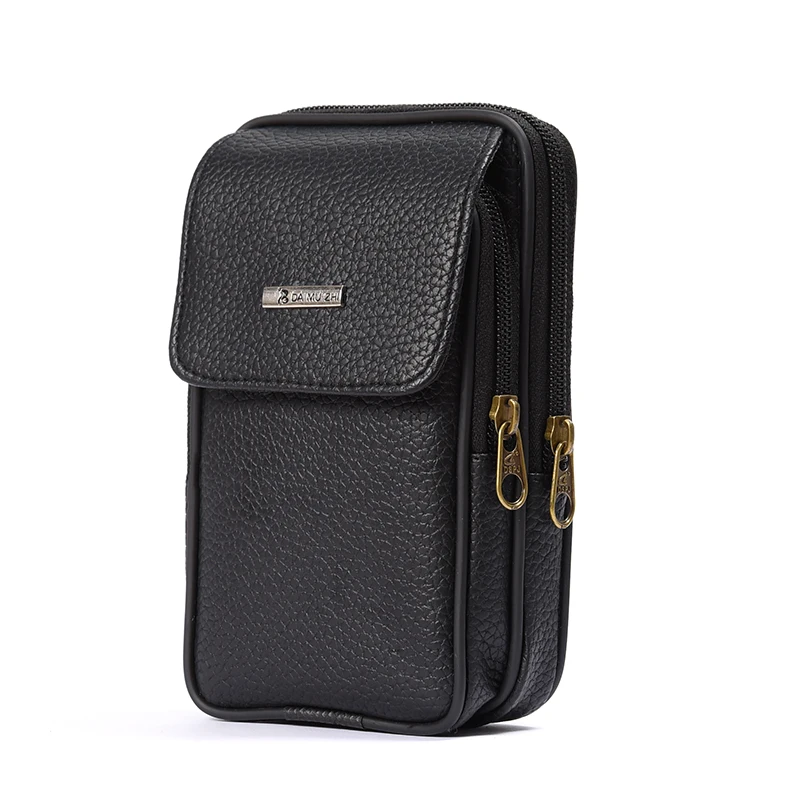 

Outdoor leisure men's leather small waist bag wear belt multi-functional fashion mobile phone bag customized zero wallet wholesa
