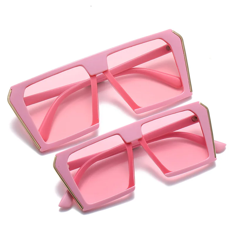

Jiuling eyewear 2022 Wholesale Big Trendy Square Shades Set Kids square Sunglasses Women Matching Latest mommy and me shades, Mix color or custom colors