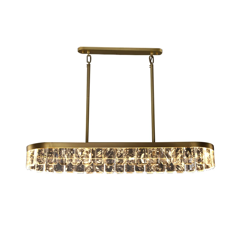 

Art Deco Copper Crystal Oval LED Chandelier Hanging Lamp Lighting Lustre Chandelier Lighting Fixture For Dinning Room