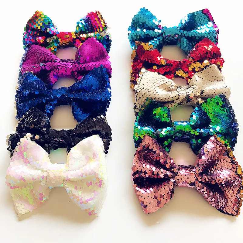 

Baby Girls Hair Bow Hairpins Bowknot Hair Ties Children Boutique Hair Accessories Double Layer Clips Sequin Glitter Hairclip, 10 colors