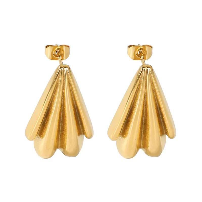 

Wholesale High-end Women Jewelry 18K Real Gold Plated Thick Seashell Stud Earrings for Women