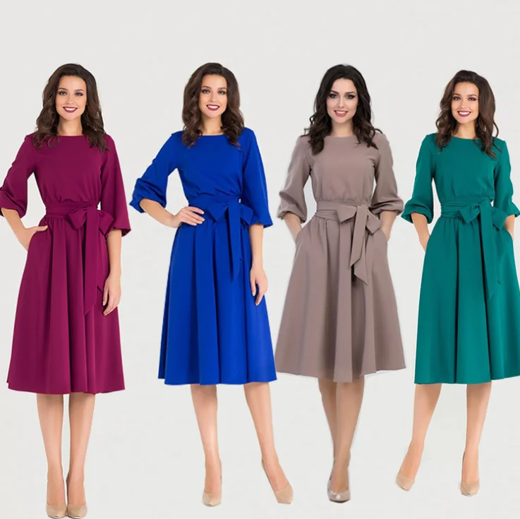 Wholesales Casual Blank Solid Dress Women Dresses Summer Sexy