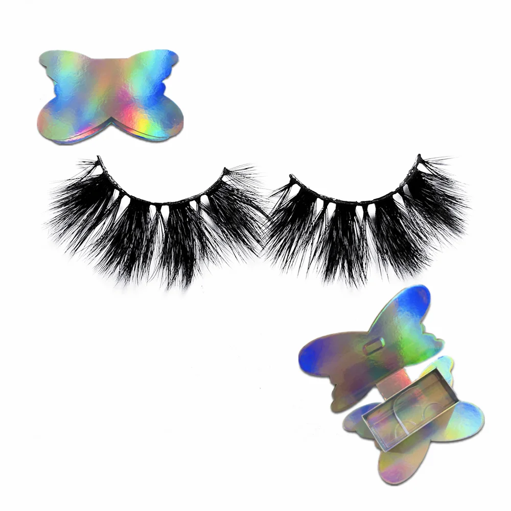 

Wholesale Factory price vegan natural soft chemical fiber hand made new eyelashes butterfly box 3D silk synthetic false lashes, Black color