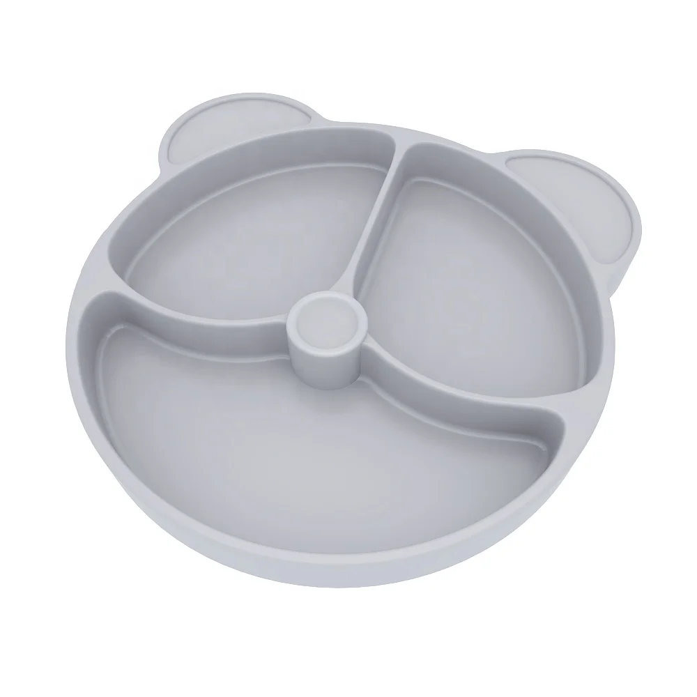 

Amazon hot food grade Silicone Kids cartoon shape silicone plate baby, Any color