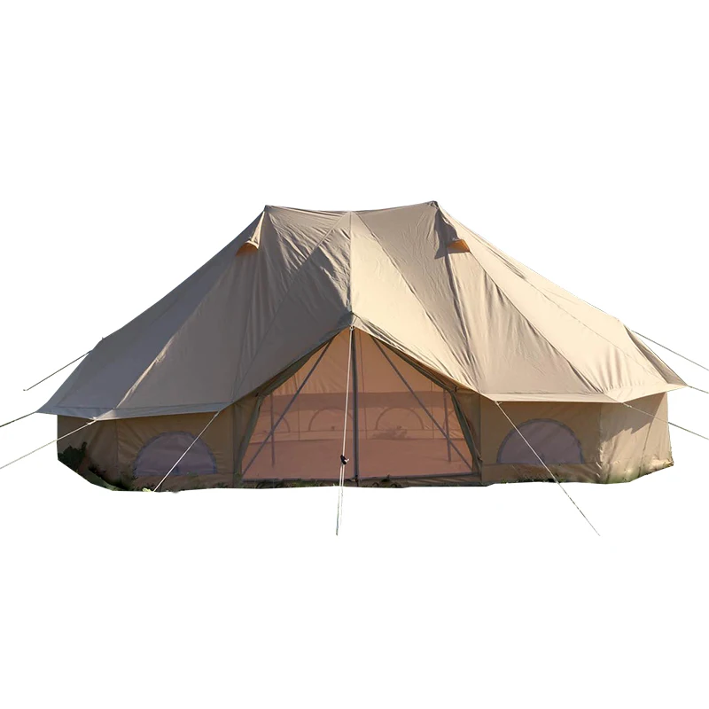 

Outdoor canvas tent luxury Family Camping Emperor bell Tent, Beige
