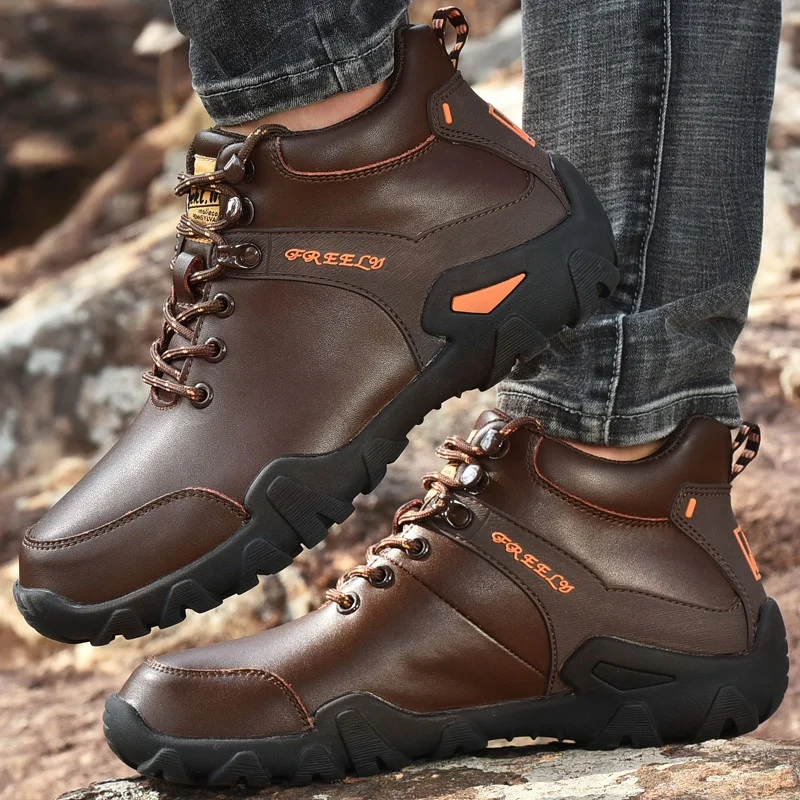 

men leather boots hot sell plus size 48 trekking outdoor waterproof hiking boots hunting men`s climbing shoes men hiking shoes