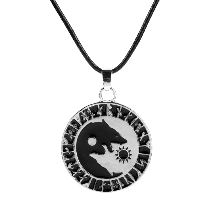 

Nordic Vikings Wolf Head Zinc Alloy Necklace for Men Boy Jewelry