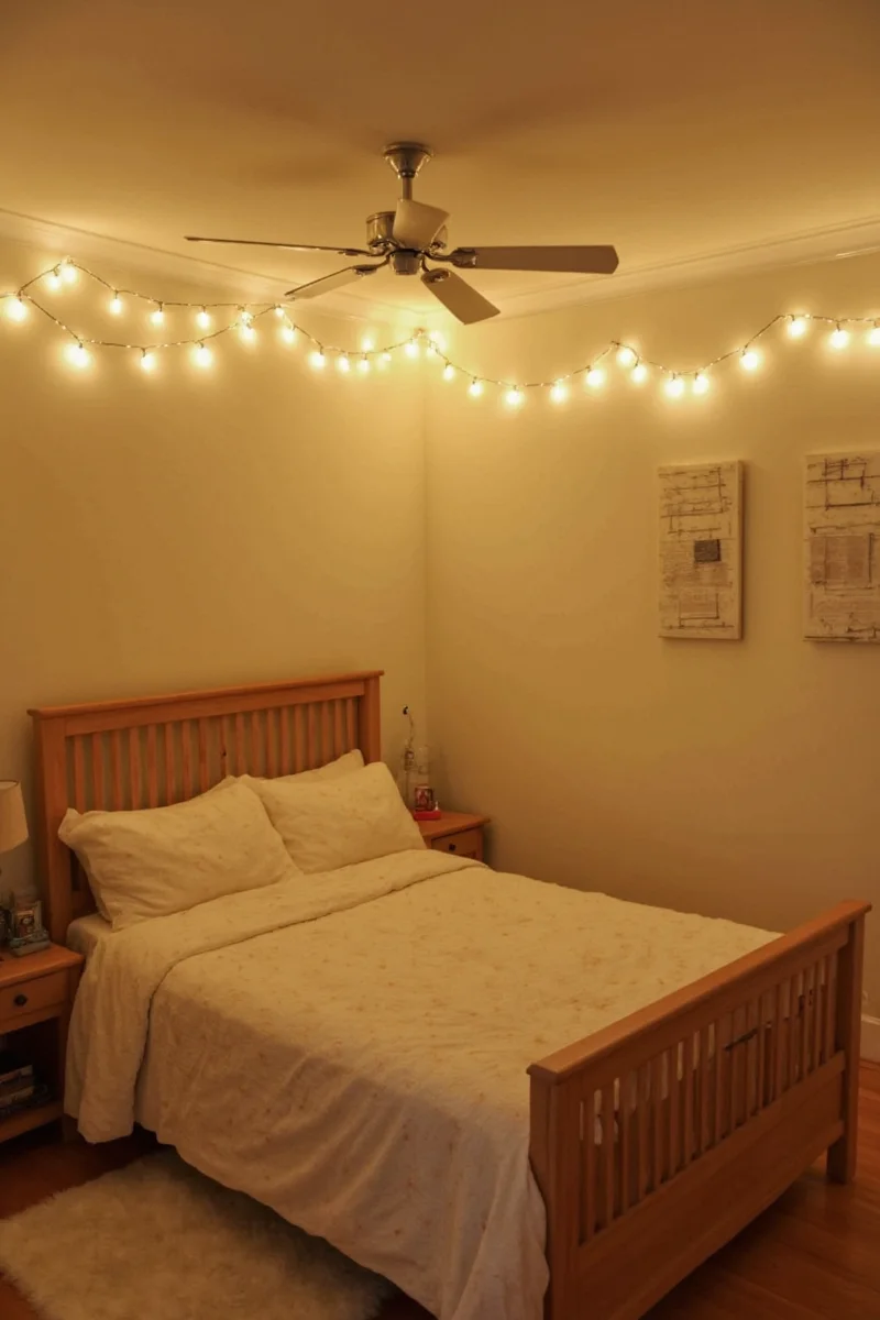 Family Enjoying Cozy Evening with String Lights