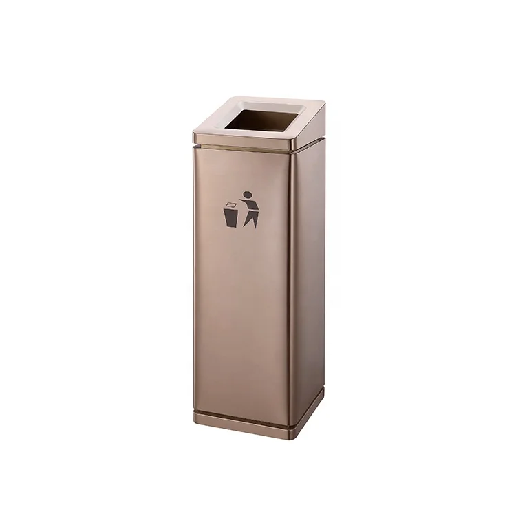 

Outdoor Waste Receptacles Stainless Steel Rose Gold Color Trash Can For Shopping Mall