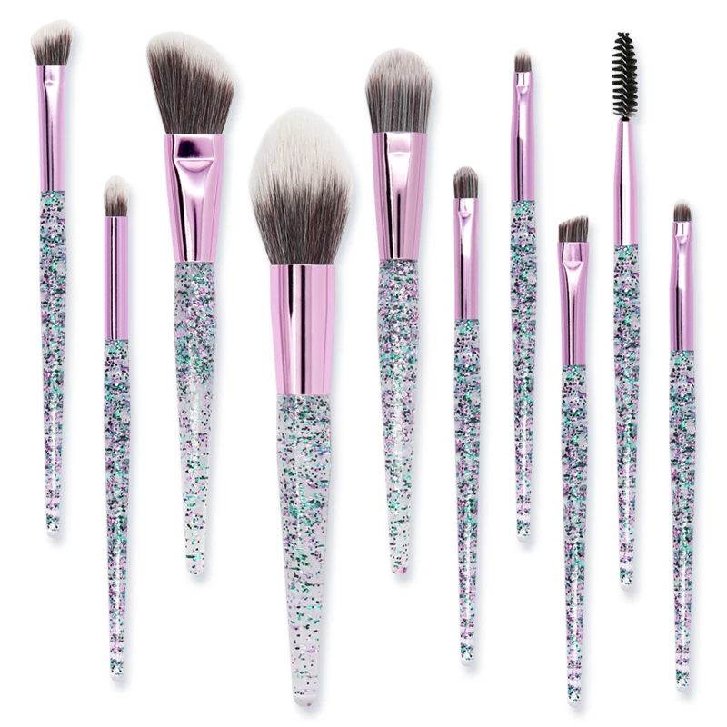 

high quality new travel brochas de maquillaje face eye makeup brush set vegan crystal professional bling custom make up brushes