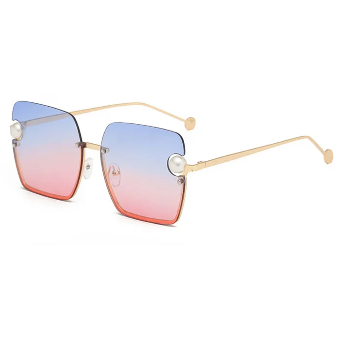 

China sunglasses manufacturers Metal frameless square Sunglasses rimless trendy women Fashion sunglasses with Pearl