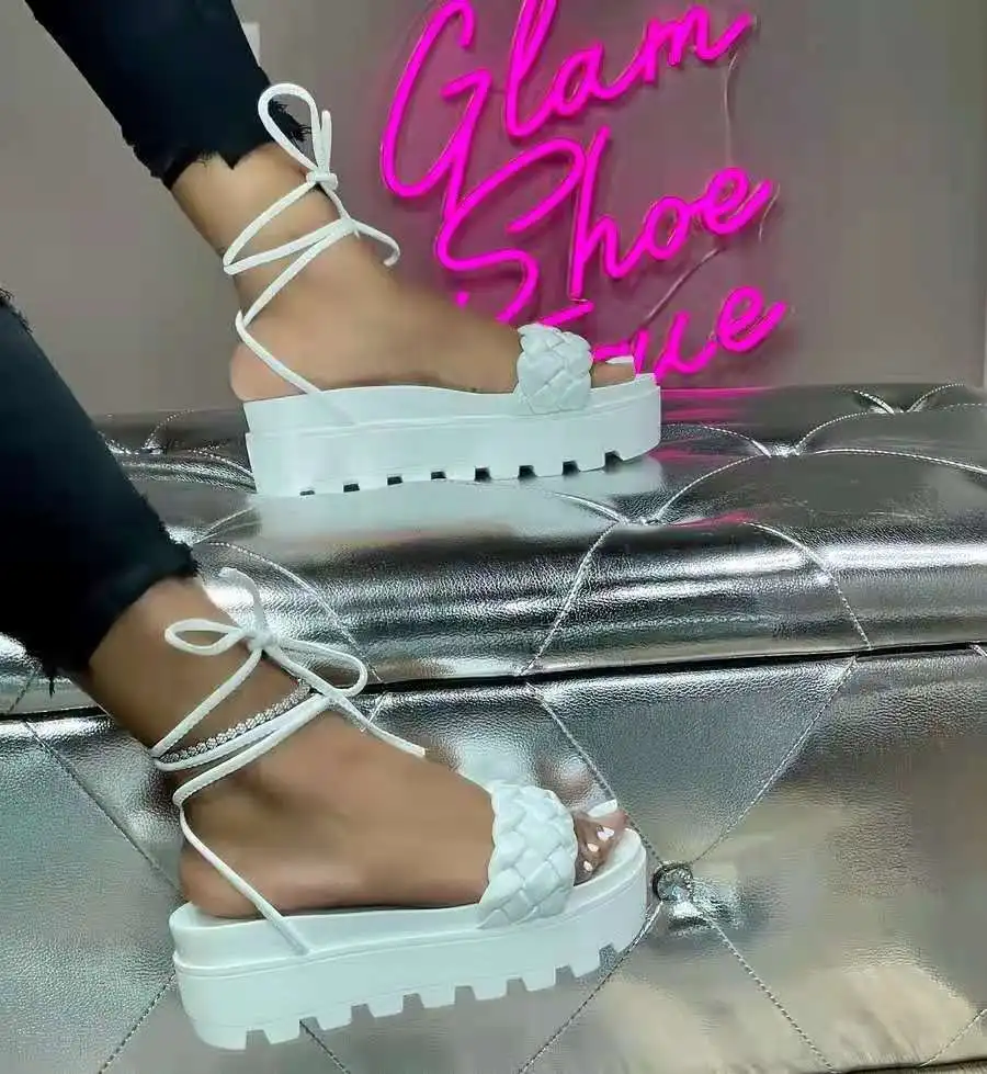 

Designer Women Flip Flops Sandals Casual Jelly Shoes Wholesale Ladies Slide Footwear Fashion Women Bandage Platform Slippers