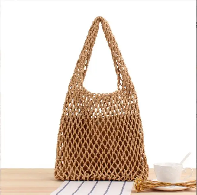 

Wholesale Candy Color Square Cute Lady Beach Handmade Rattan Pack STRAW hemp rope BAG, Customized color