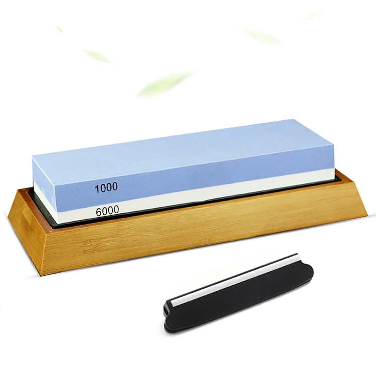 

Kitchen 2 side grit whetstone sharpener set kit knife sharpening stone with holder, As picture