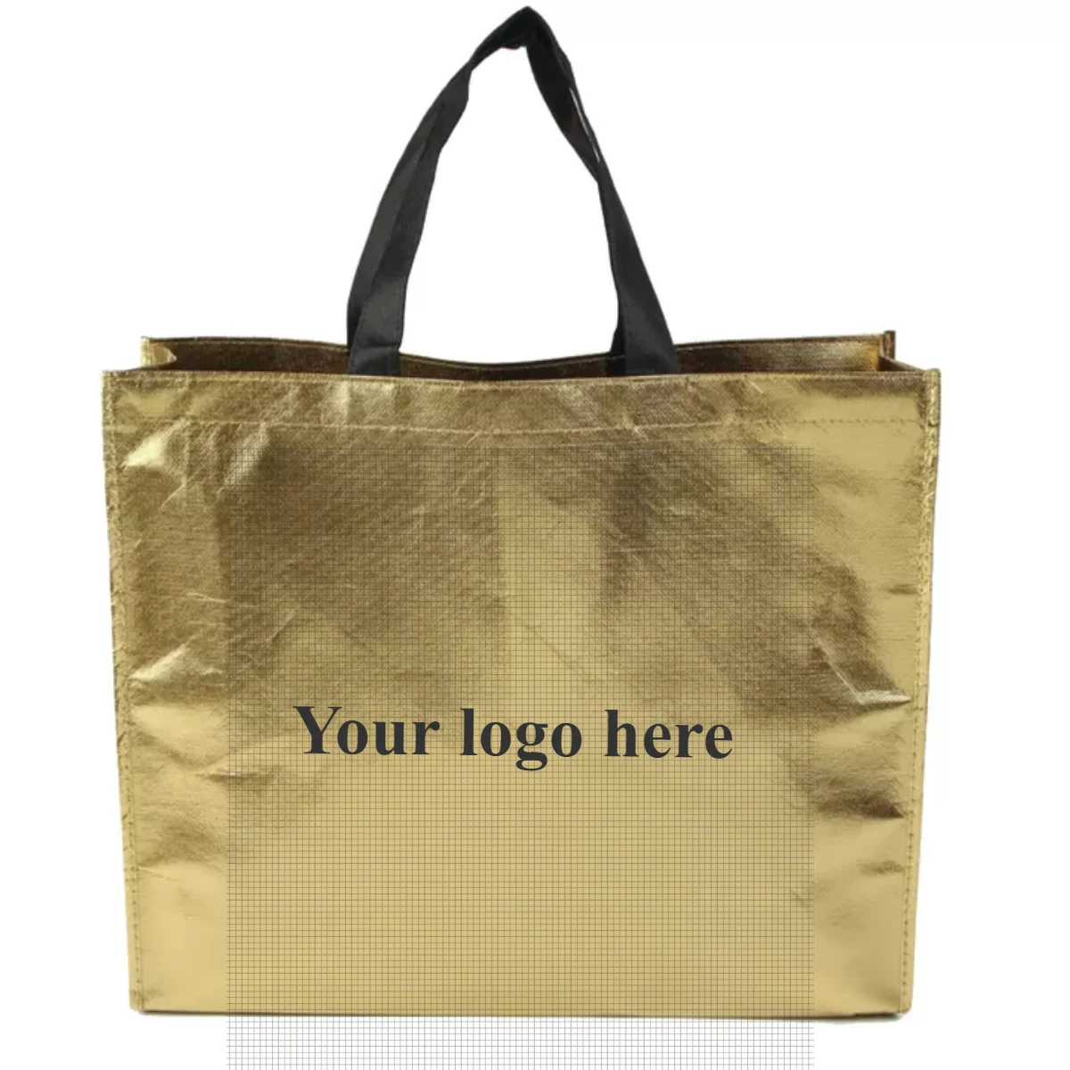 

Qetesh Custom Printing Gold Metallic Non Woven Personalized Shopping Bag With Logos, Customizable