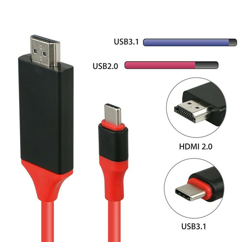 

TH002 Type C To Cable USB C Cable Converter 2m 4K USB 3.1 30Hz HD Extend Adapter For Macbook Samsung S8 Wholesale