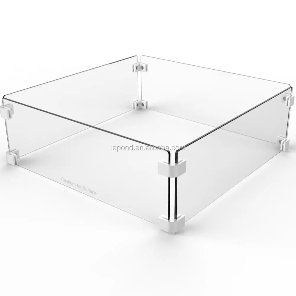 Fire Pit Glass Wind Guard Rectangle Glass Guard Fireplace Wind Guard