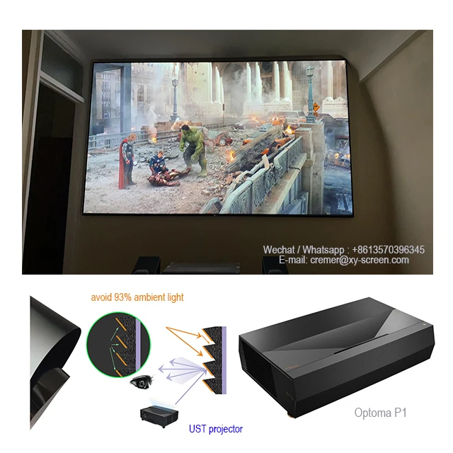 

XY Screen ALR Projector Screen 92inch PET Crystal for Optoma P1 P2 Wemax A300 Fengmi 4K Pro Xiaomi 4K S1, Dark grey