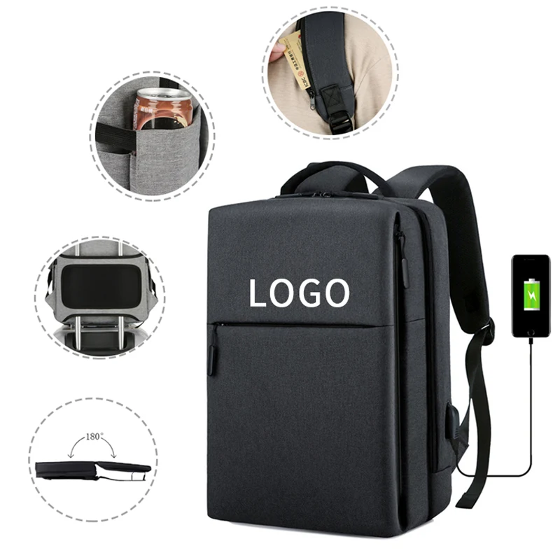 

Company custom logo promotional sac a dos laptop bag back with usb charging port backpack bag, 4 colors to choose,we can customized your color