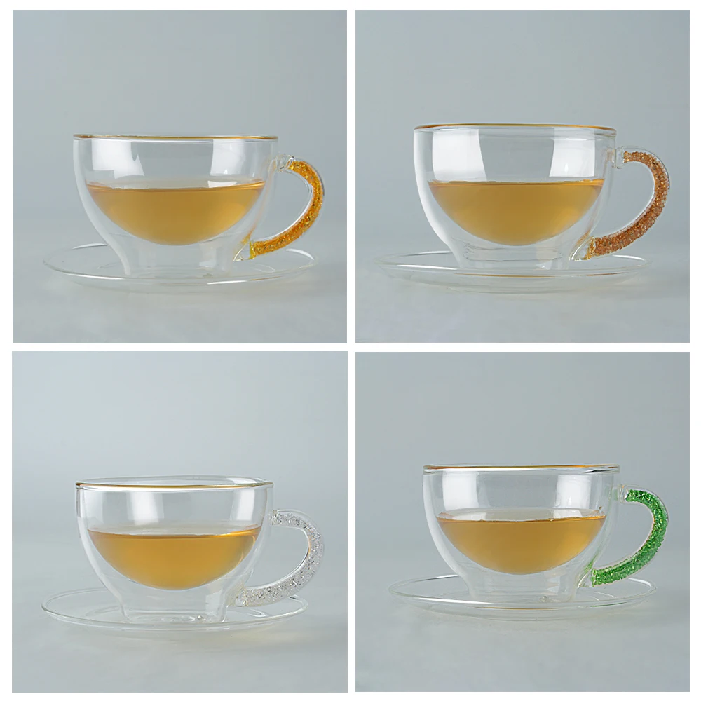 Lead Free Crystal Glassware Vintage Tea Cup Sets With Crystal