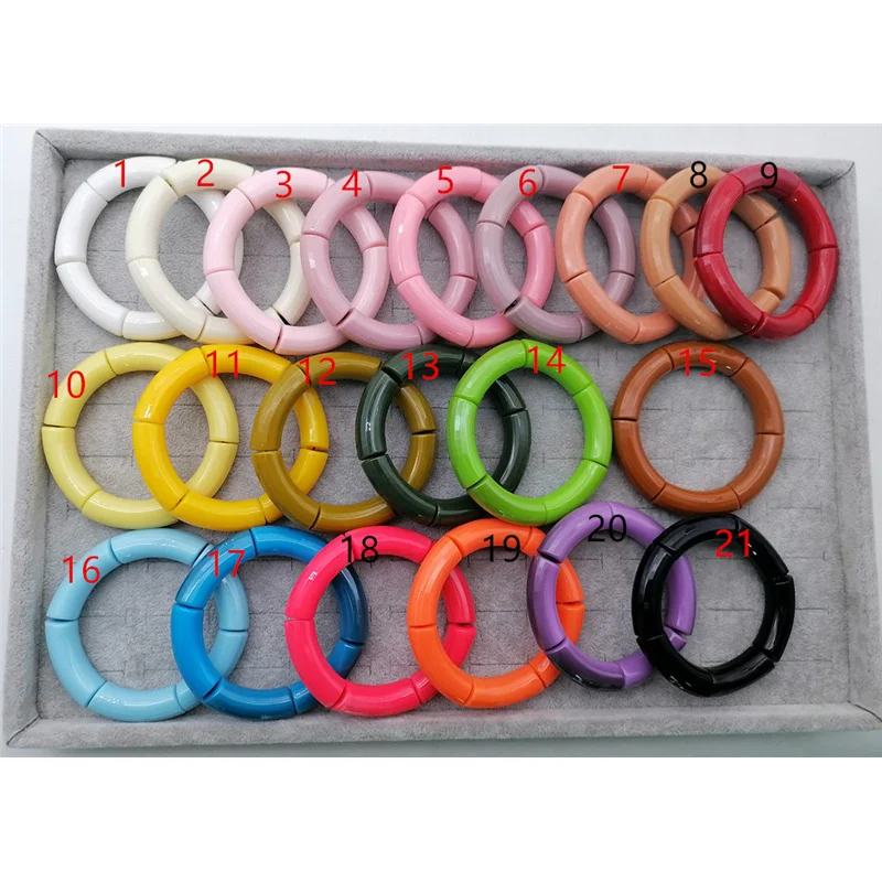 

New Colorful round tube elastic acrylic beads bracelet, Customized color