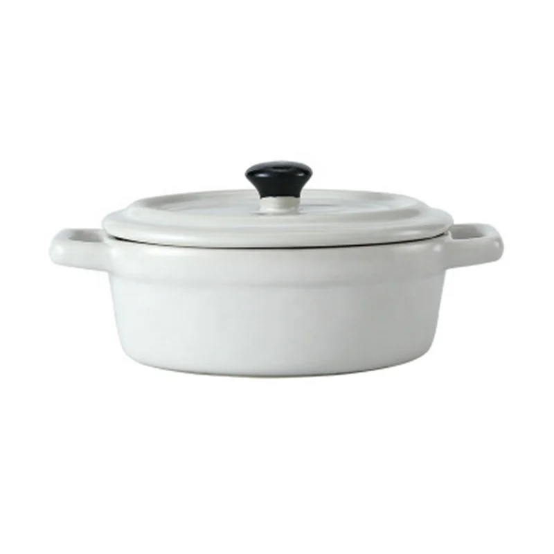 

Ceramic Handle Portable Nordic Style Bowl, White/green/gray/pink/red