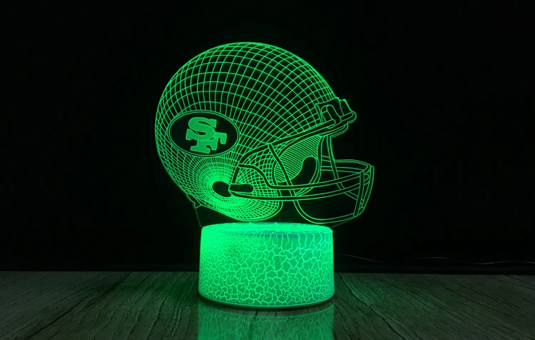 3D LED illusion San Francisco 49ers Helmet USB 7Color Night Light Lamp Bedroom