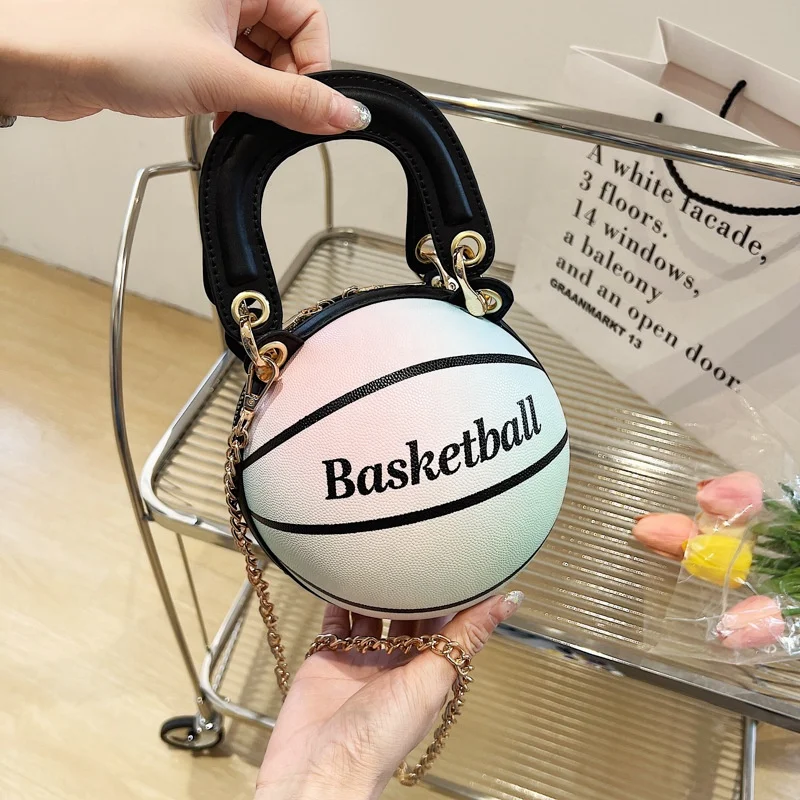 

Drop Shipping 2022 Summer Small Jelly PU Sports Ball Cute Bag Cross Chain Shoulder Women Basketball Purse and Handbag