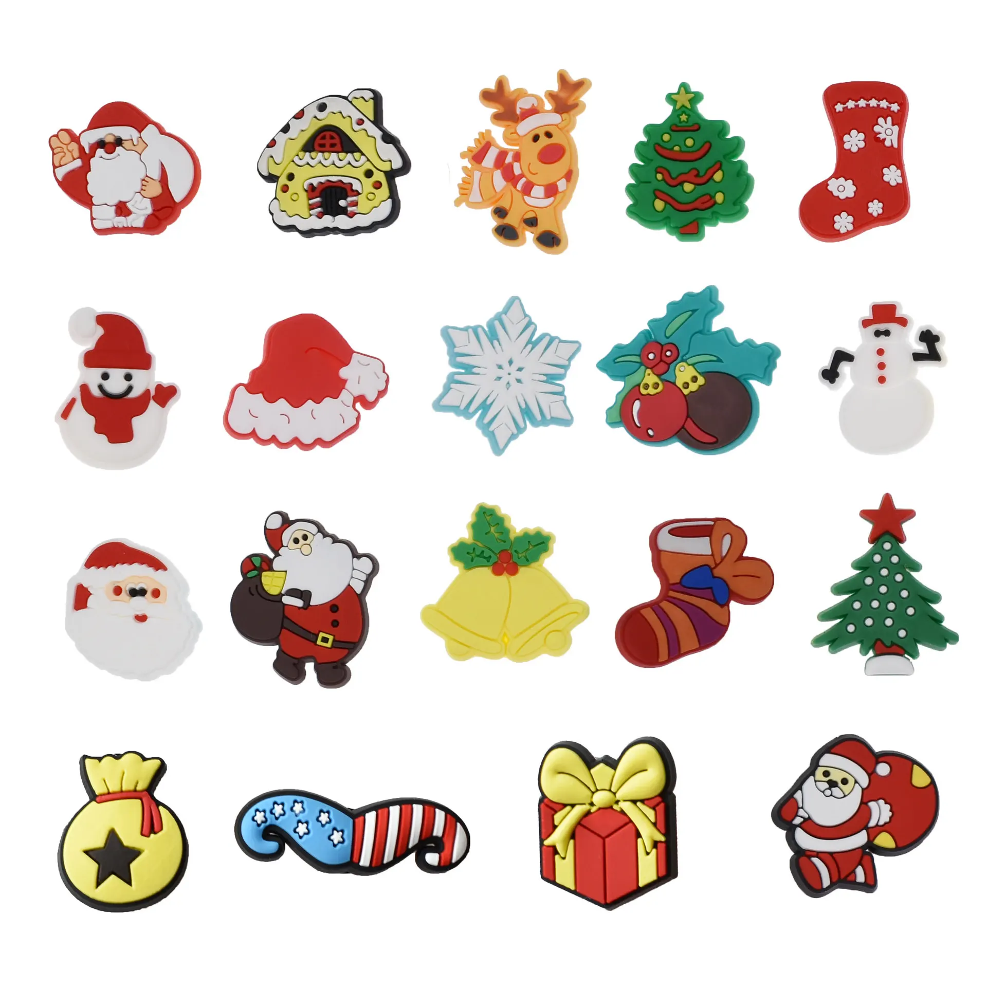 

new style Christmas wholesale soft pvc Santa Claus croc charms for clog shoe wrist band as kids gift, As picture