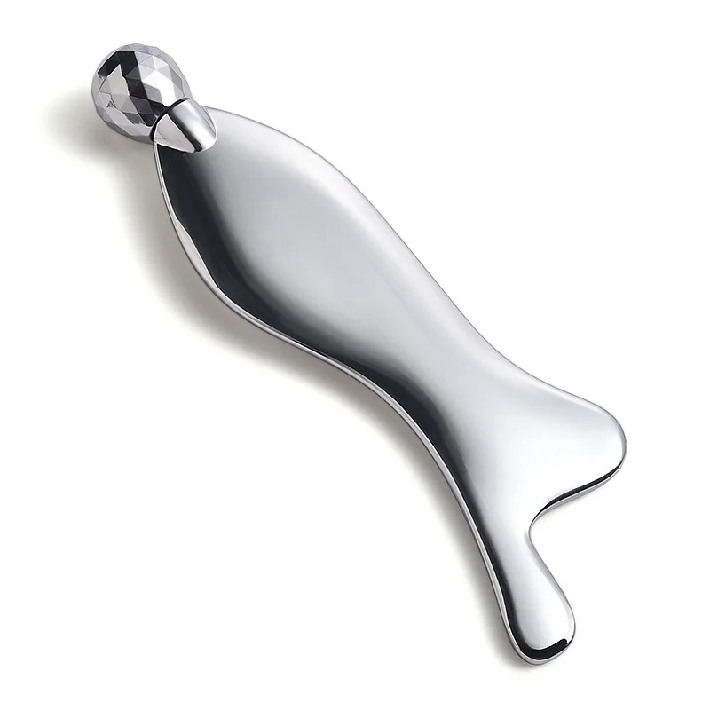 

OEM Metal Facial Body Massage Silver Wholesale fish shaped metal face massage physical therapy tool, Sliver