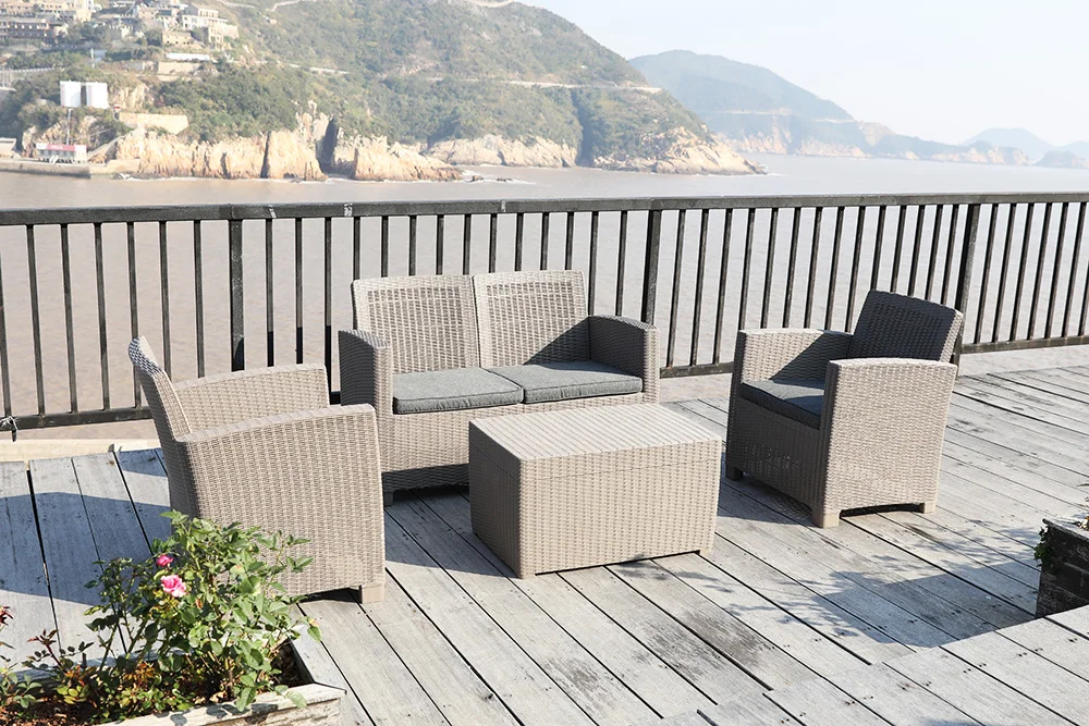 户外家具,花园用藤条设计塑料防水4件沙发