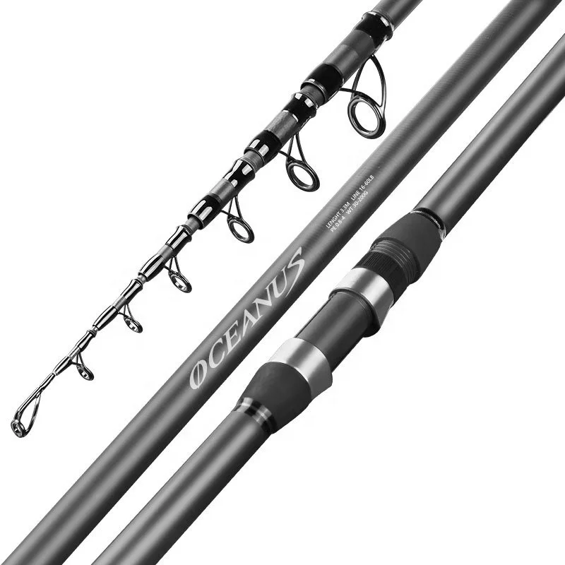 

High quality 2.4m-5.4m ultra light carbon fiber telescopic fishing sea rod, Pictures