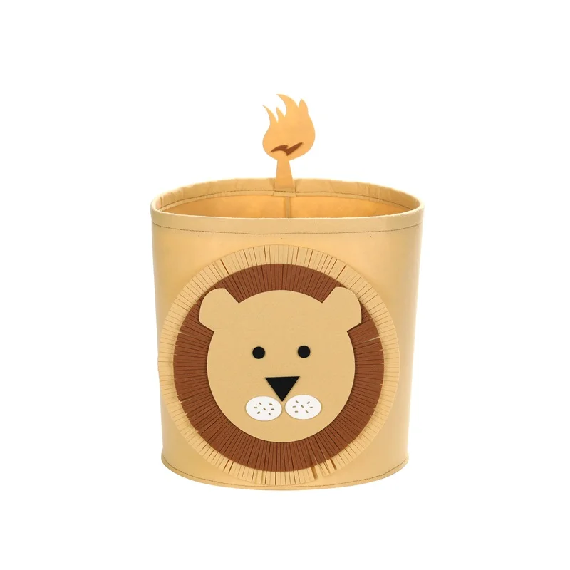 

Creative Lion Felt Storage Bag Household Basket Clothing Storage Bag Optional Polyester 2 Size Folding Foldable