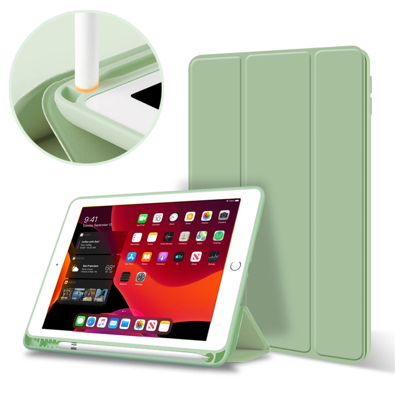 

Customized LOGO Design Colorful PU Leather Smart Cover Case With Pencil Holder for iPad 10.2 inch 2020
