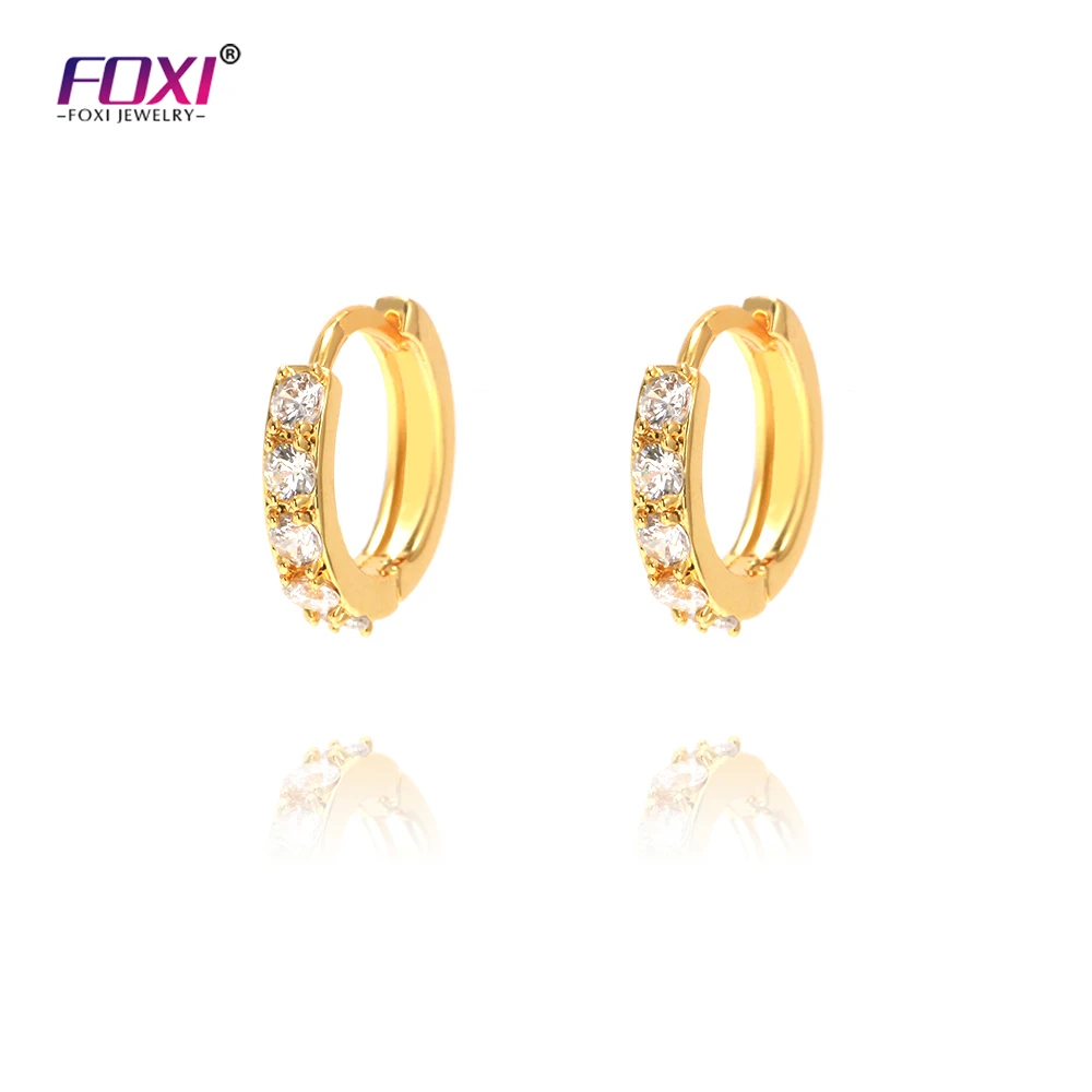 

Foxi jewelry fast shipping ins design small huggie hoop earrings 18k gold plated