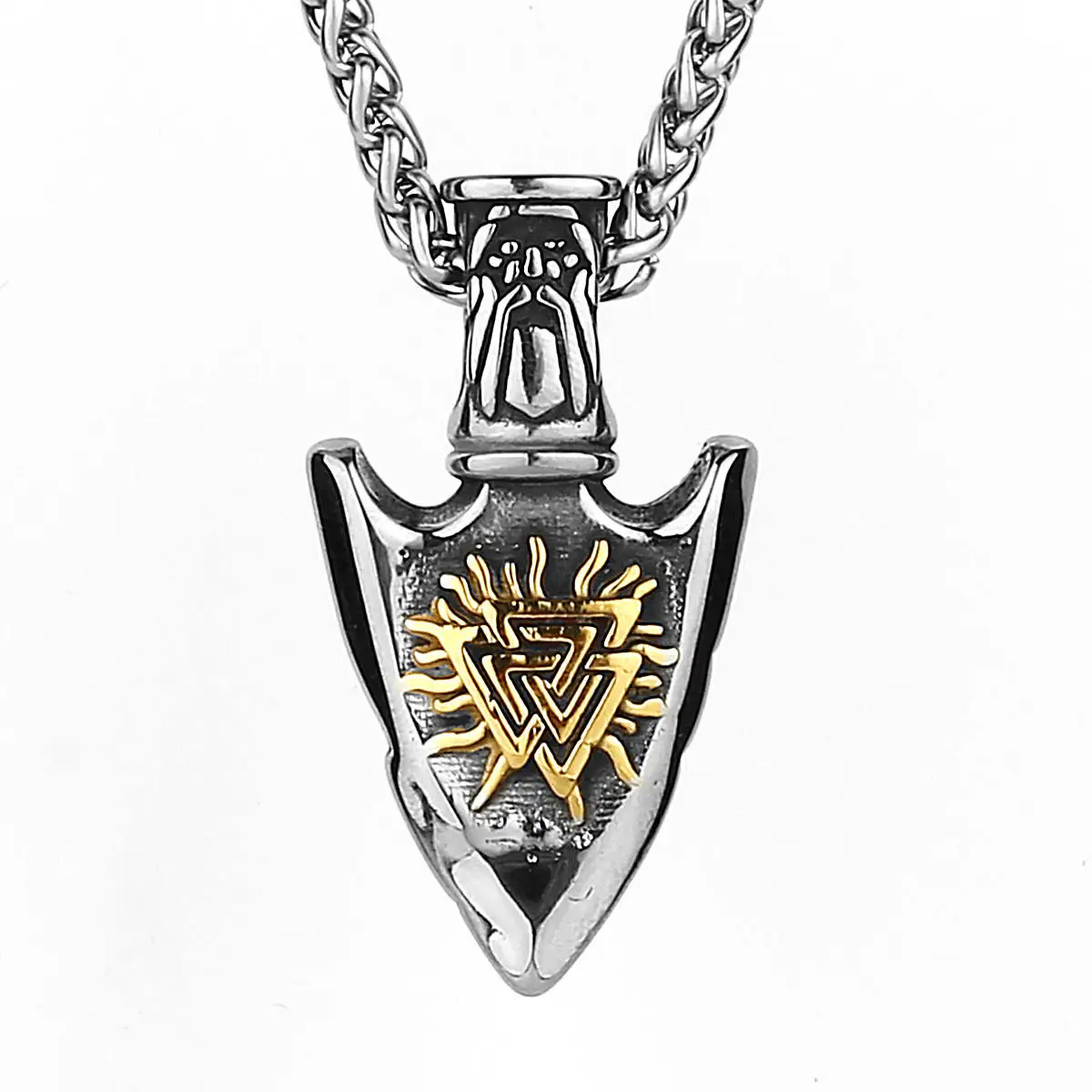 

Carline New Nordic Viking Jewelry Men Stainless Steel Punk Arrow Rune Compass Pendant Necklaces For Men Jewellery Gift