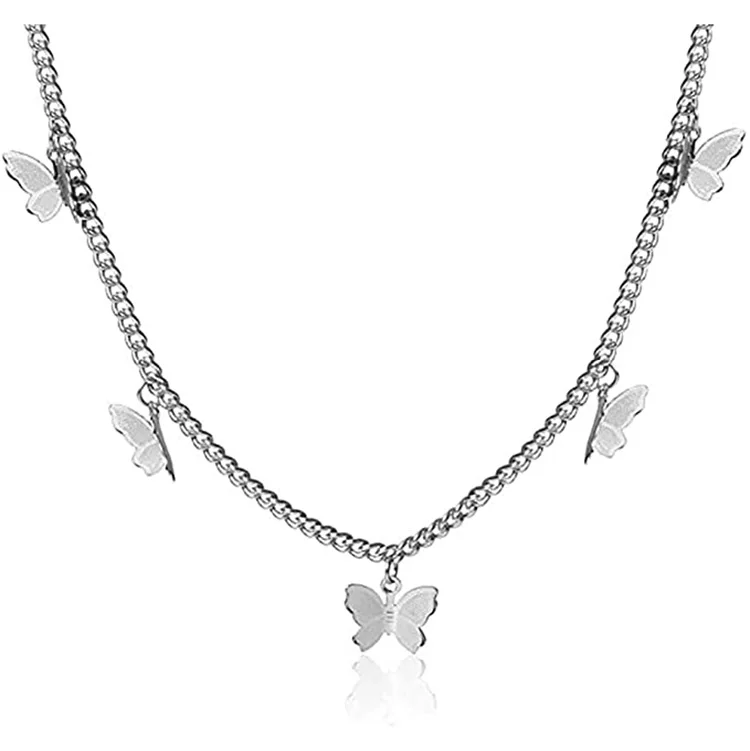 

Modalen Stainless Steel Women gold Jewelry Choker Butterfly Necklace,Gold Plated Jewelry Necklaces, Gold, silver